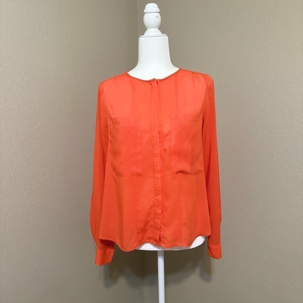 Anthropologie Maeve Clara Coral Button Down Blouse Size 4 - Picture 8 of 8